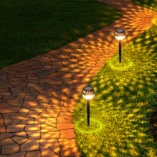 2Pcs 9LEDs Solar Garden Lights Outdoor Stake Lamp IP65 Waterproof Stand Lamp-Flashing Yellow