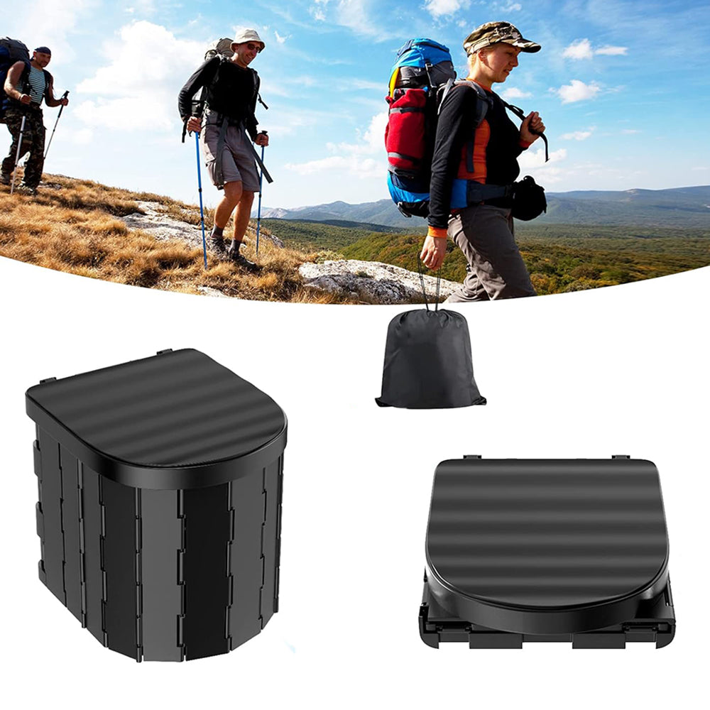 Portable Travel Camping Toilet Folding Toilet with Lid Car Potty Black