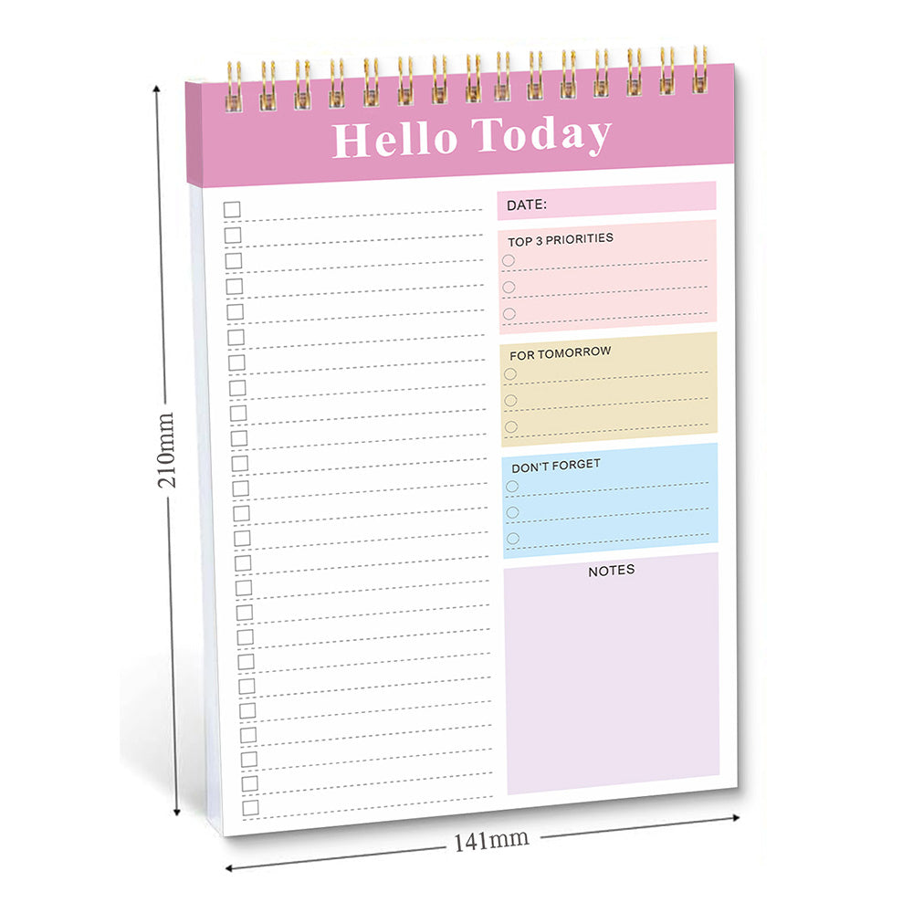 A5 To Do List Notepad 52 Sheets Tear Off Daily Planner Checklist Notebook for Tasks Goal Achievement Pink