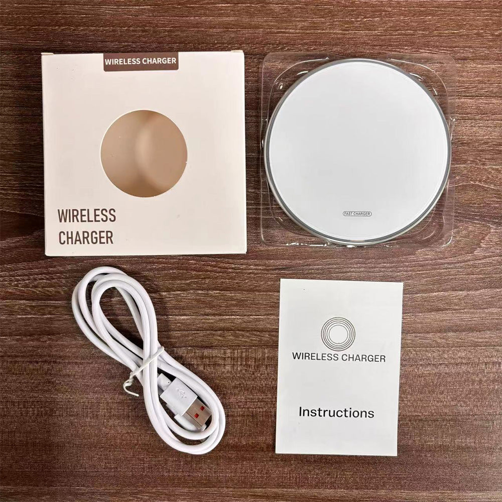 Fast Wireless Charger Pad with Mirror Surface for Phone-White