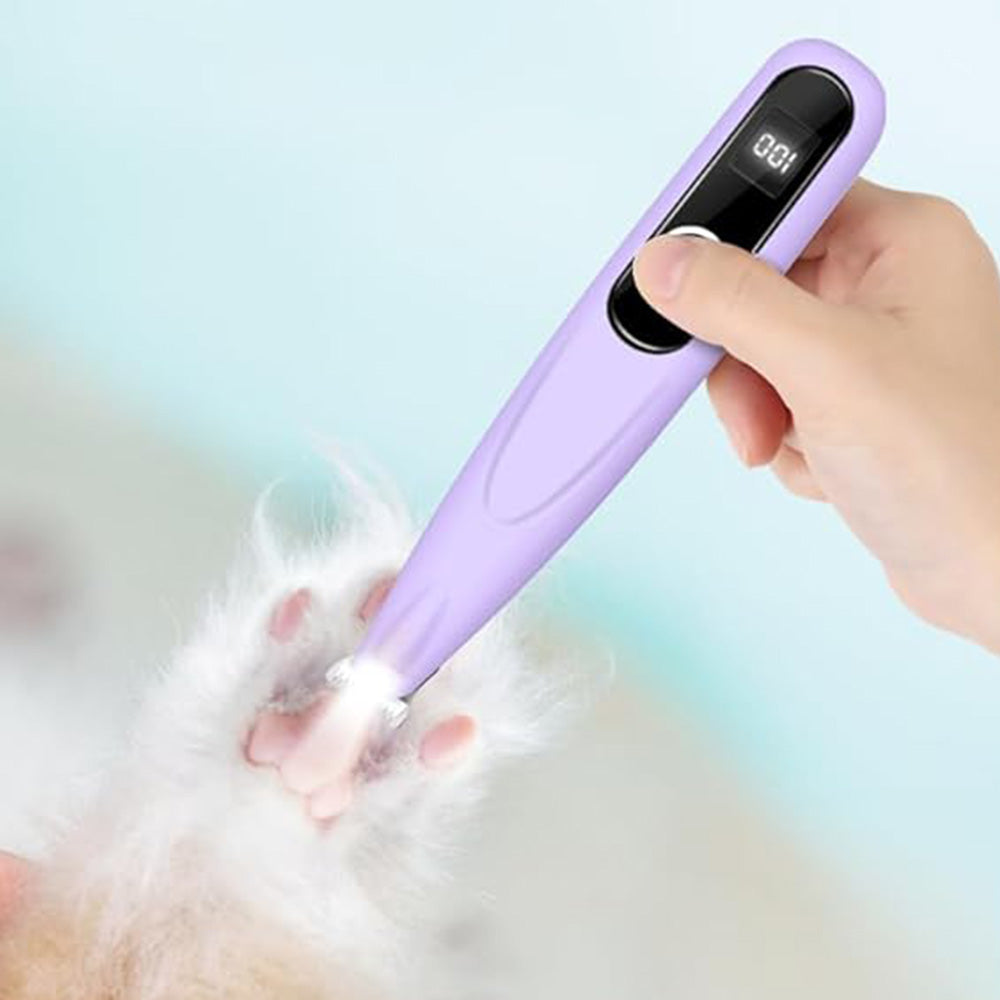 Cordless Pet Paw Trimmer with LED Light Rechargeable Grooming Tool for Dog Cat Purple