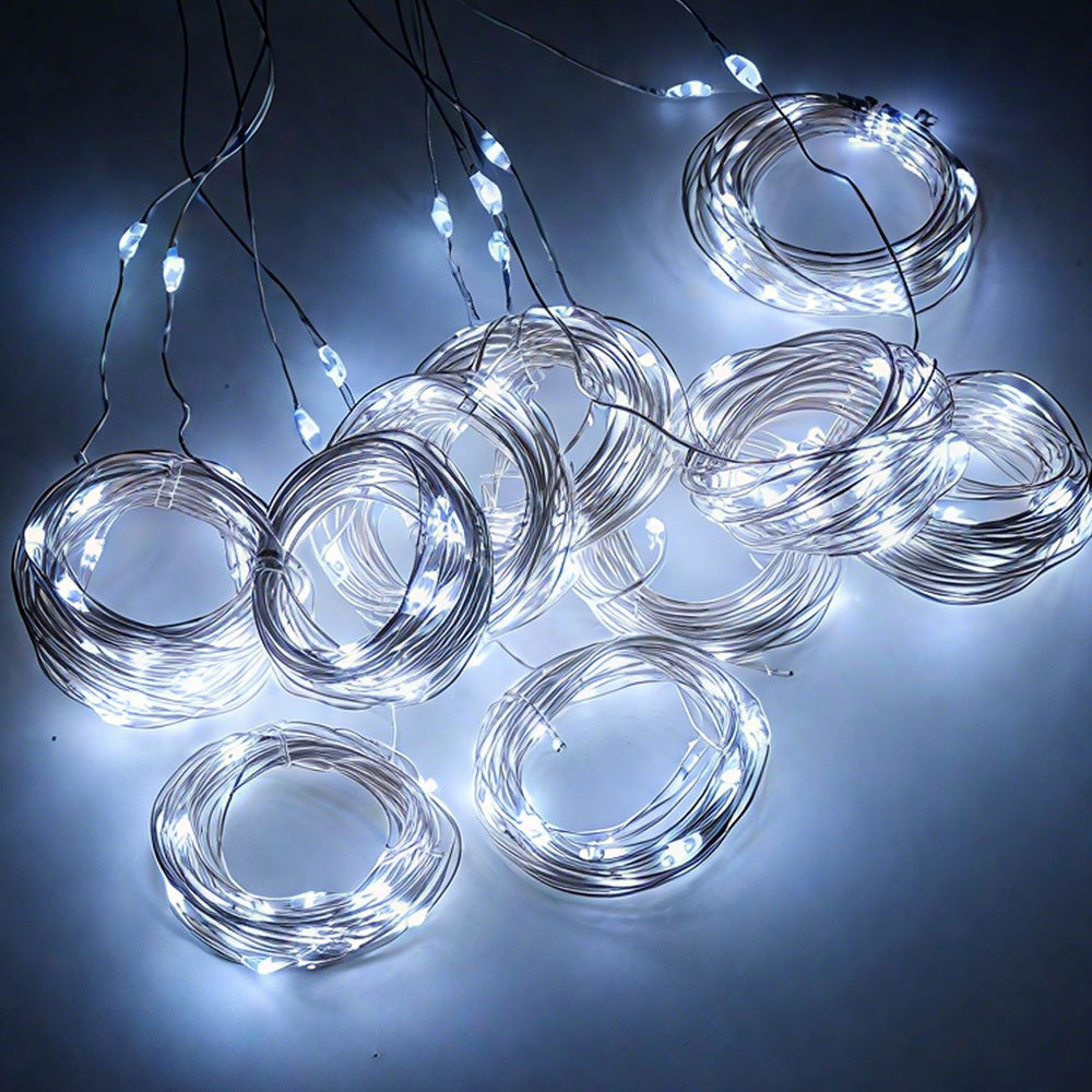 Solar Fairy Curtain Lights ¨C Christmas Hanging String Lights for Window Backdrop White