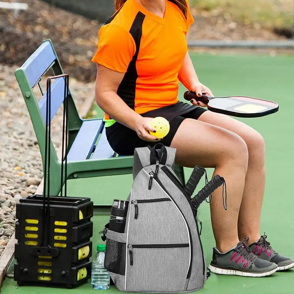 Pickleball Bag Pack Reversible Backpack Travel Sports Sling Bag Grey