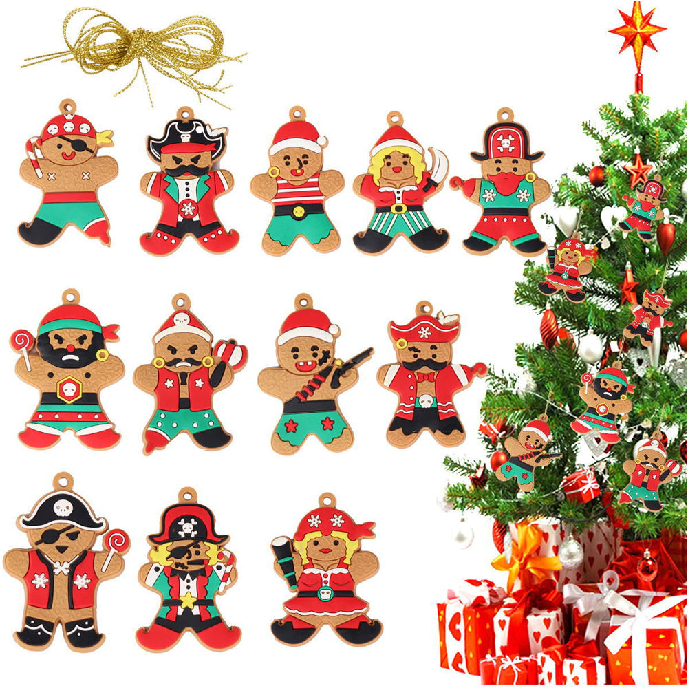 12Pcs Gingerbread Man Decoration Christmas Tree Hanging Pendants Style 5