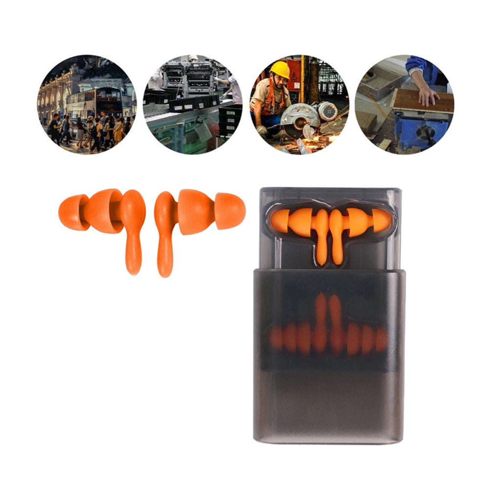 Set of 2 Pairs of Silicone Noise Reduction Earplugs Swimming Sleeping Hearing Protection Earplug Orange
