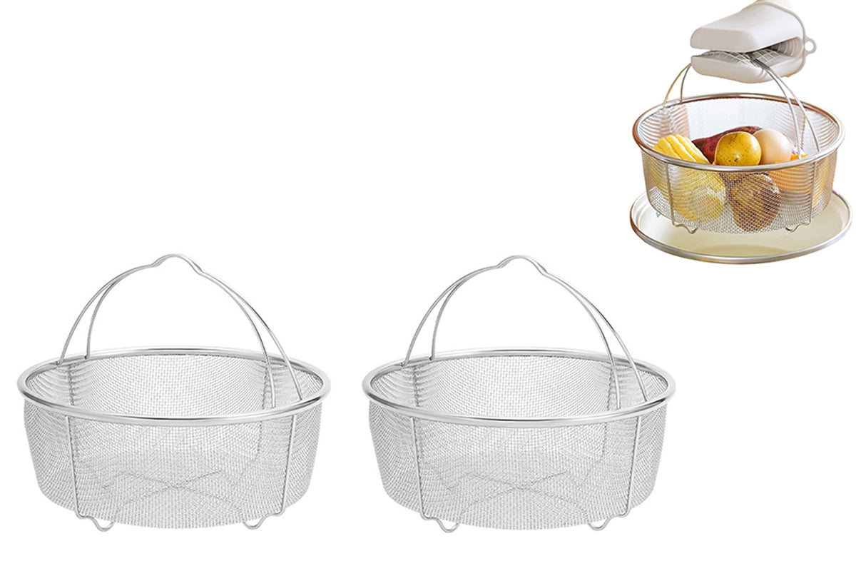 2 Pack 304 Stainless Steel Mesh Steamer Basket Rinse Drain For Pressure Cookers Strainer Basket For Pots
