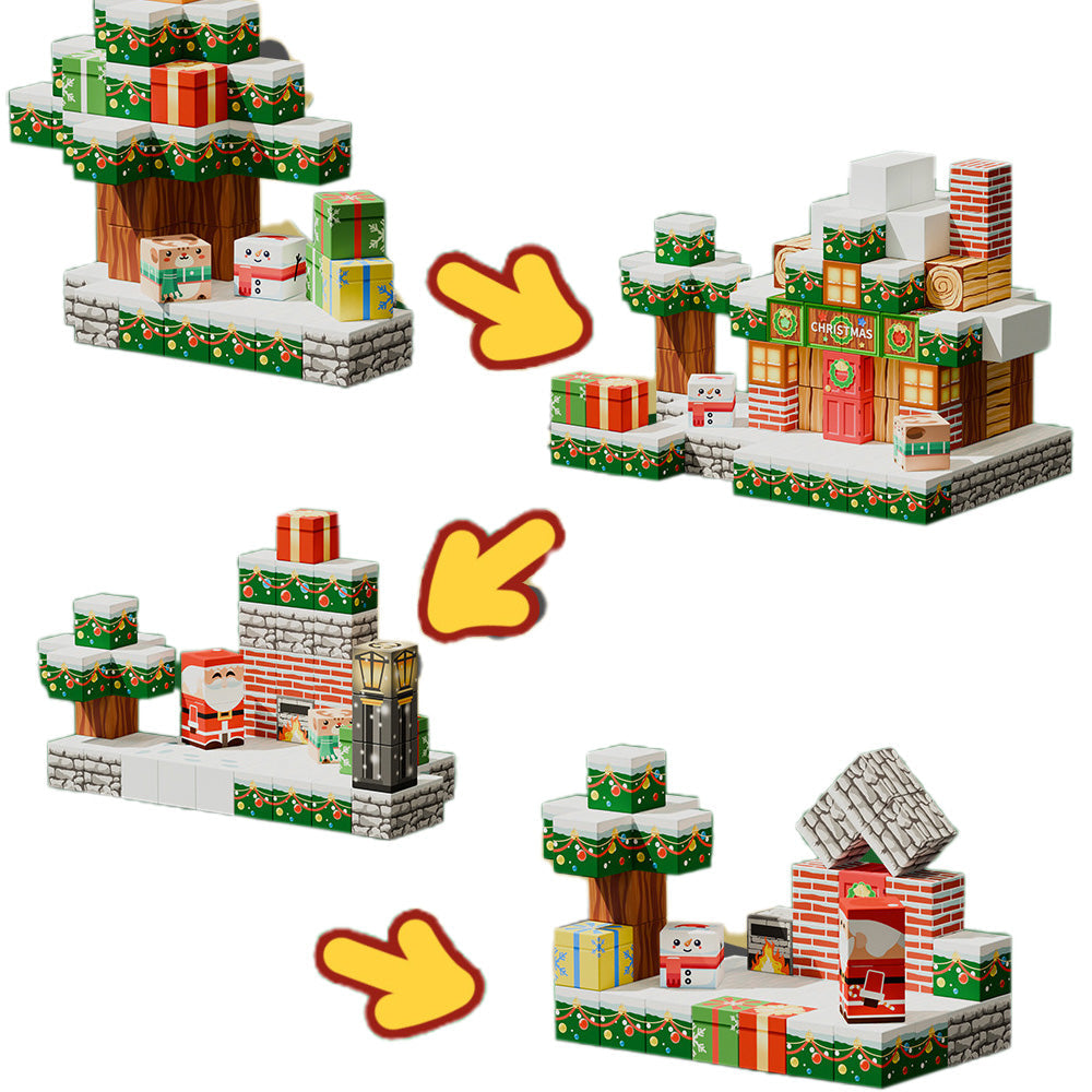 Magnetized Building Blocks for Kids Christmas Themed STEM Learning Cubes Style 3