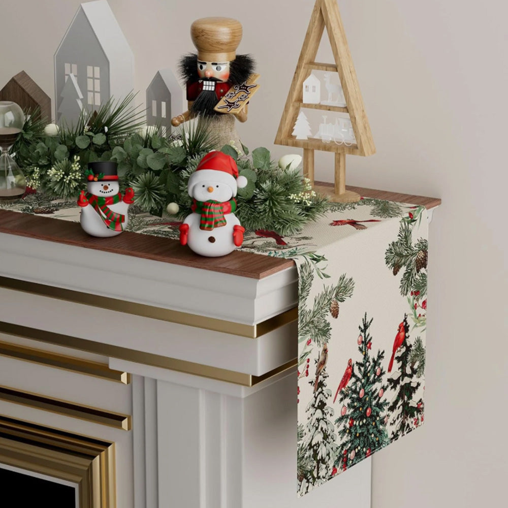 Linen Christmas Table Runner Long Farmhouse Holiday Table Decor for Kitchen Home Style 2