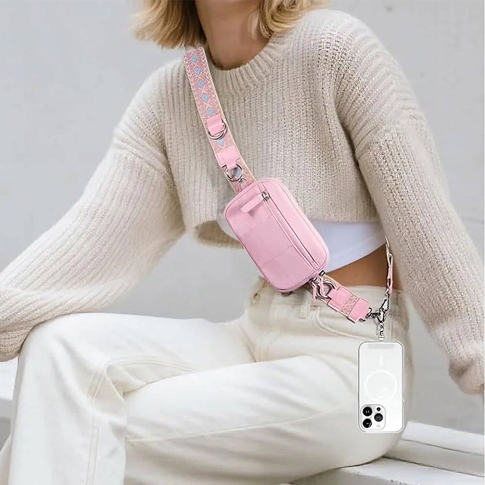 Phone Lanyard Clip and Go Strap for Phone with Wallet Crossbody -Pink