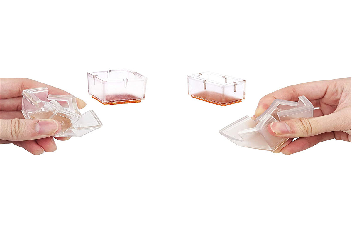 16Pcs Chair Leg Floor Protectors Silicone Soft Square Round Covers Felt Bottom Silicone Pads with Glide Pads-Square