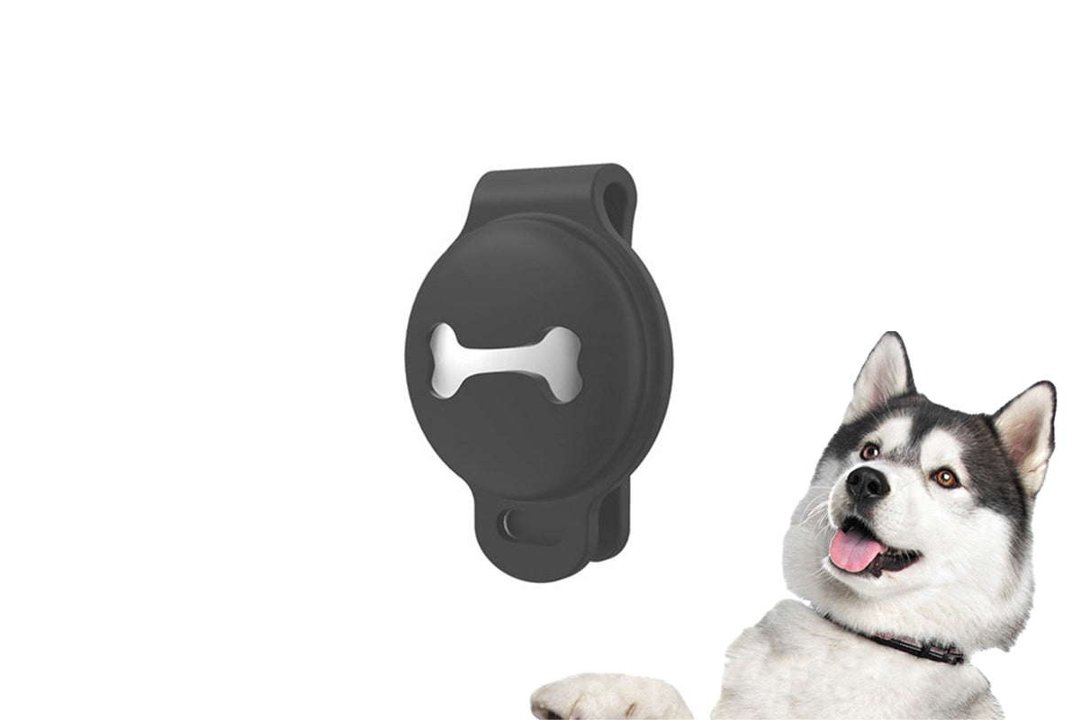 Waterproof Apple Airtag Dog Collar Holder Anti-Lost Silicone Tracker Protective Case Cover-Grey