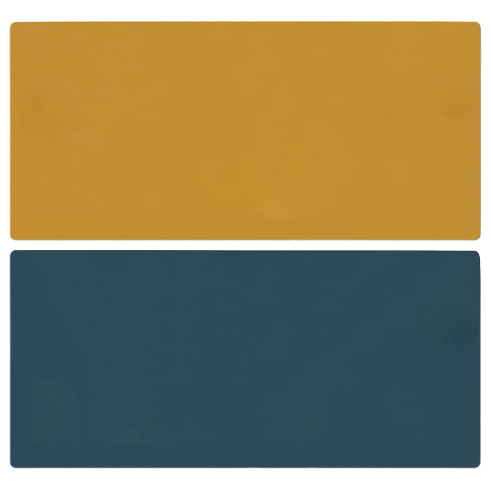 Dual-Sided Leather Desk Pad and Mouse Mat-Yellow and Blue