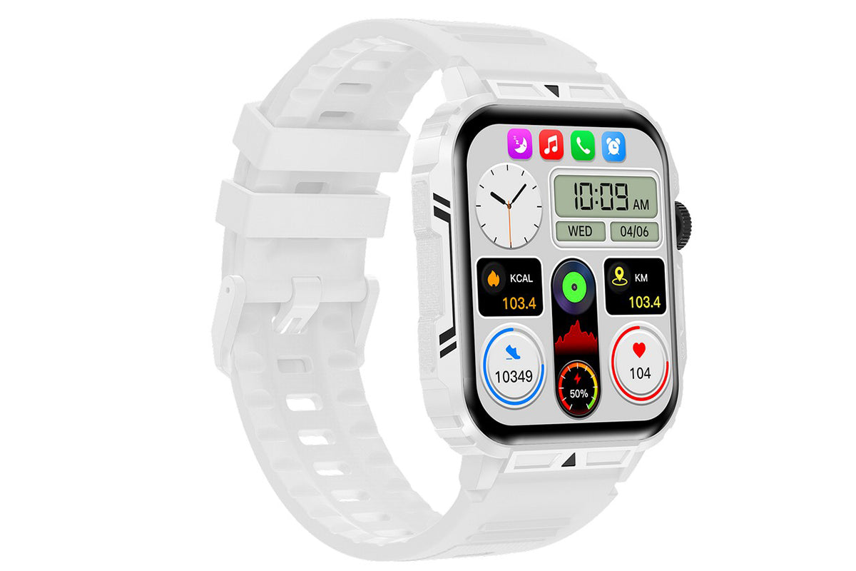 Military Smart Watch 1.95-Inch Fitness Tracker with Heart Rate Sleep Monitor 100 Sports Modes Activity Tracker-White