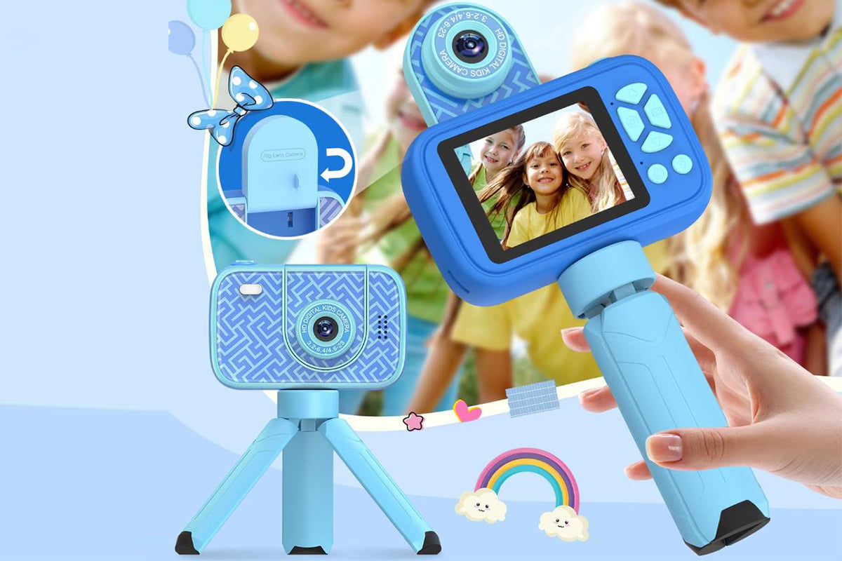32GB Camera Toys for Boys Girls 1080P HD Digital Camera with Flip up Lens for Selfie and Video Christmas Birthday Party Gifts-Blue