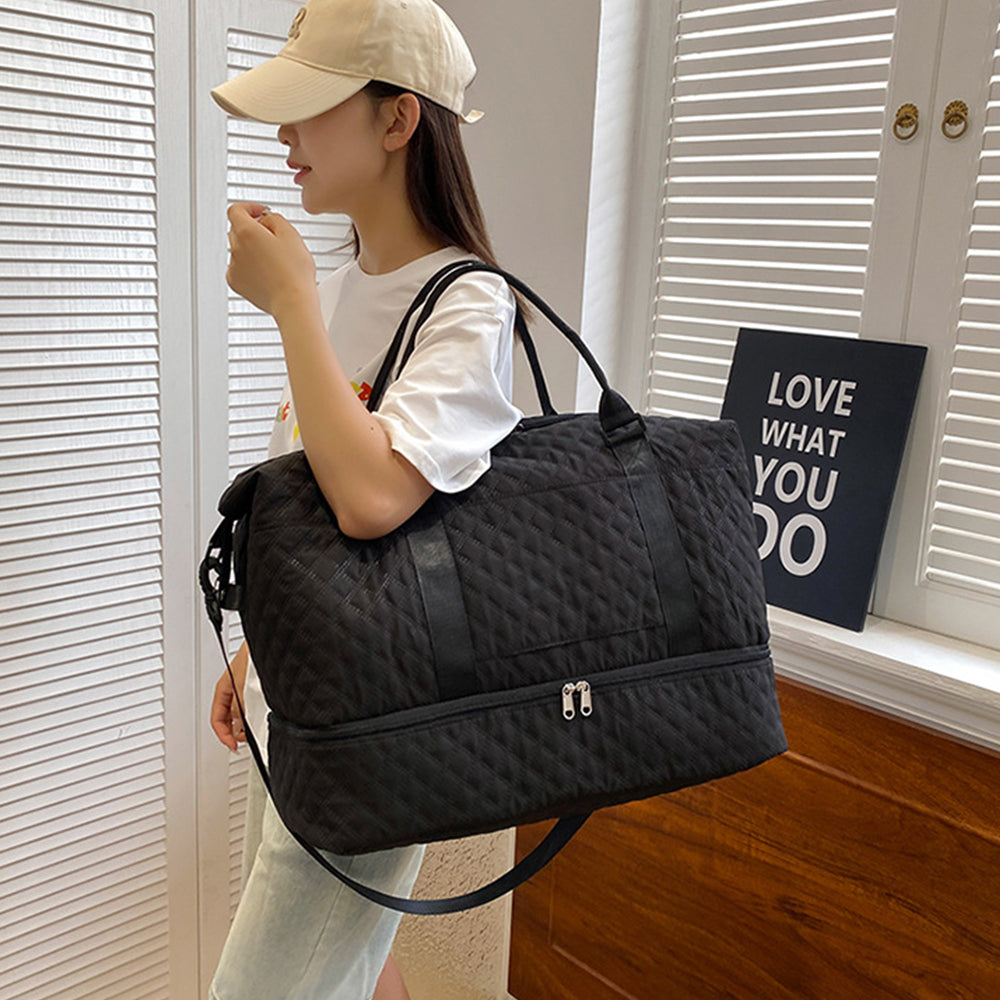 2Pcs Travel Bag Set Duffel Bag with Toiletry Bag Black