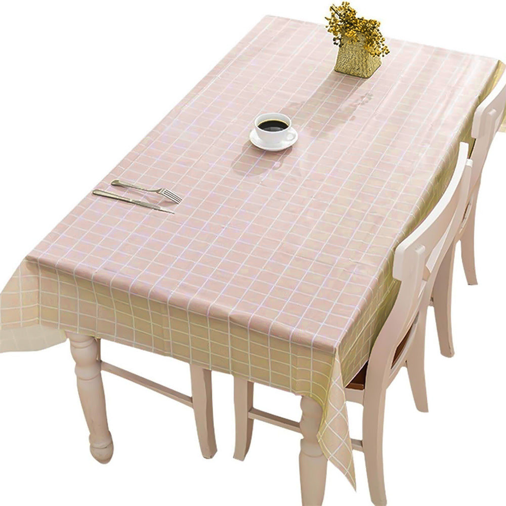 2-Pack PVC Tablecloth Waterproof Oilproof with Checkered Pattern Coffee Check