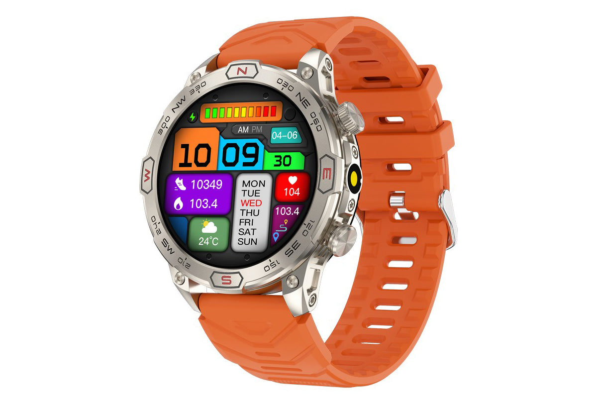 Smart Watch 1.43-Inch Fitness Watch with All Day Heart Rate Sleep Monitor Blood Oxygen Flashlight AI Voice Activity Tracker-Orange