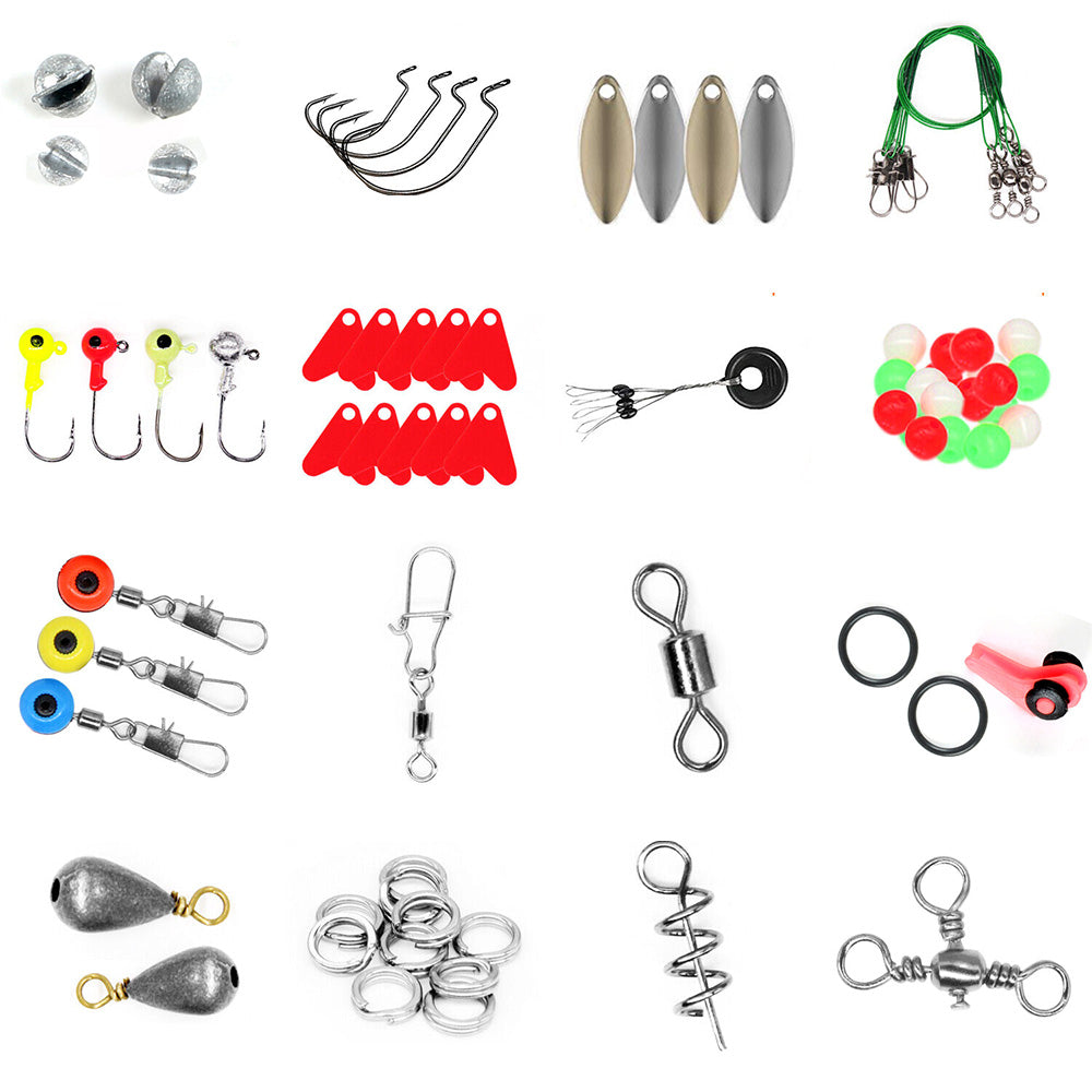 188Pcs Set Fishing Accessories Portable Fishing Tackle Kit for River Lake Reservoir Pond Fishing