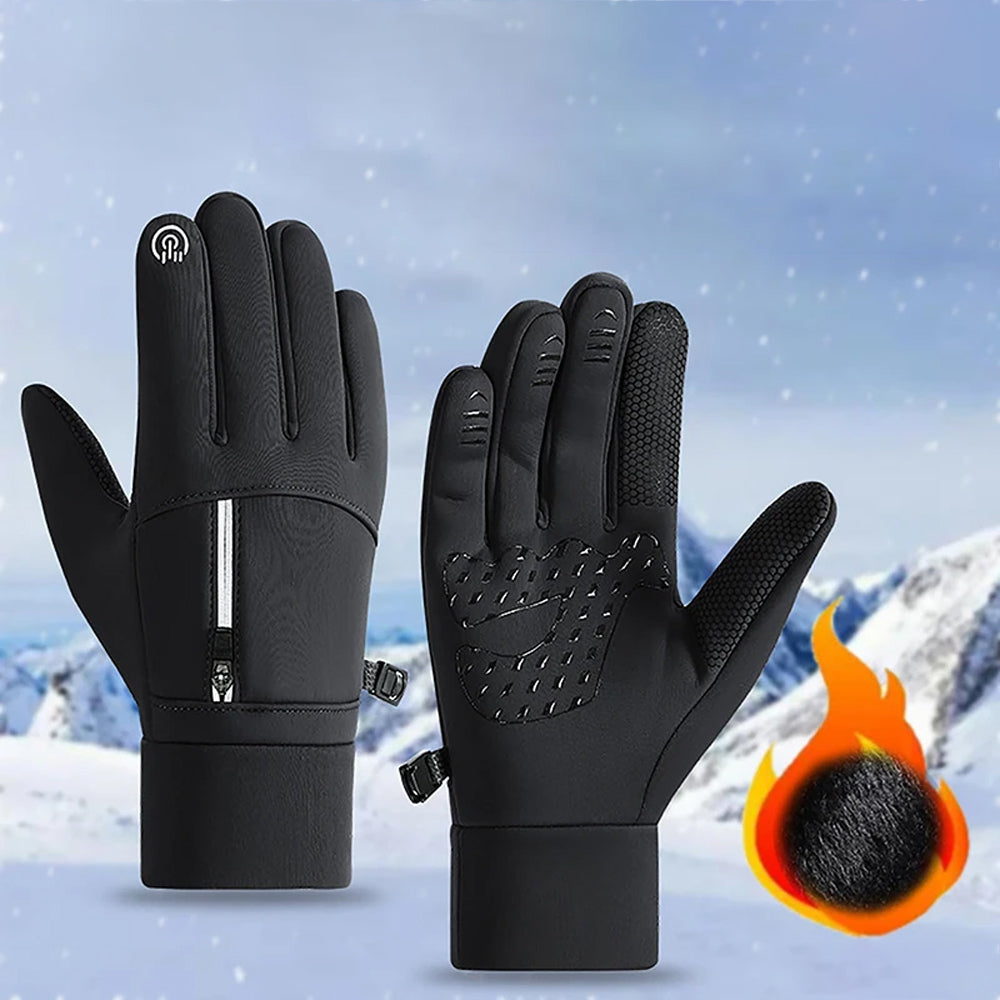 Pair of Winter Warm Gloves Water-Resistant Gloves for Cycling Fishing Skiing Hiking Travel Black
