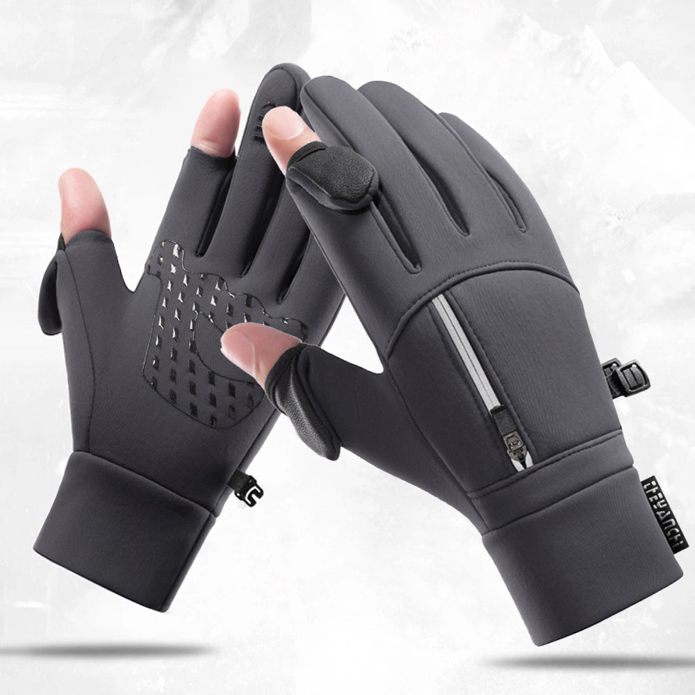 Winter Warm Gloves Water-Resistant Touch Screen Gloves for Cycling Fishing Skiing Hiking Travel Gray