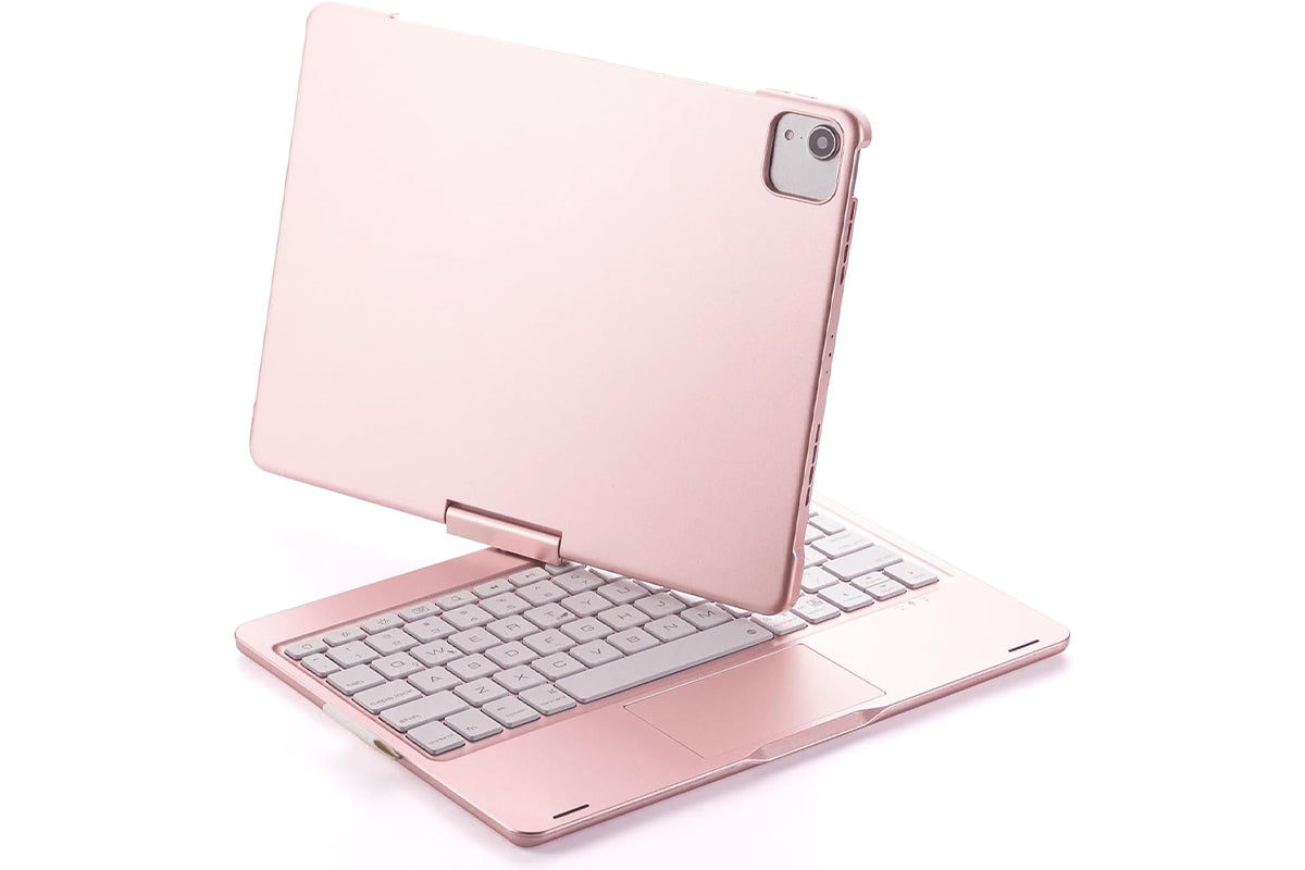 360-degree Rotatable Keyboard Case for iPad 11th Air 11 inch Air 13 inch with TouchPad -Rose Gold A11