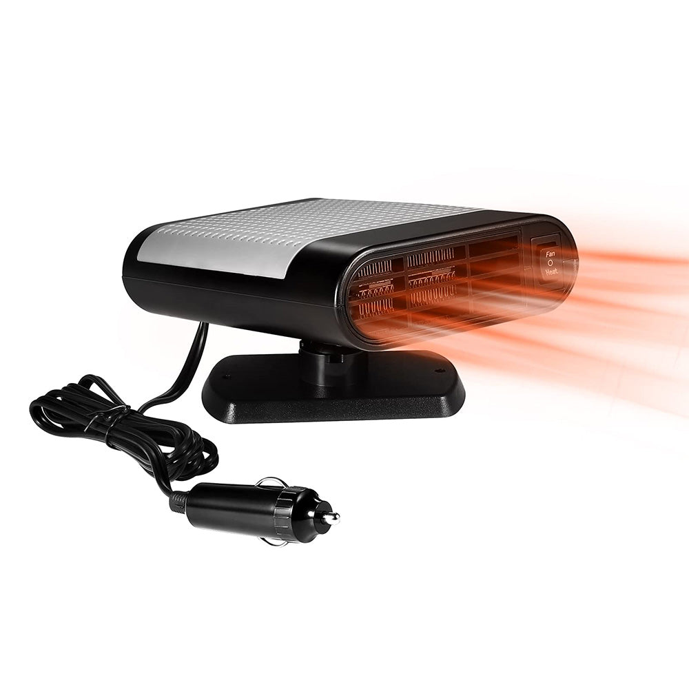 12V Car Electric Heater Cigarette Lighter Powered Heating Fan Defogger Defroster Demister Grey