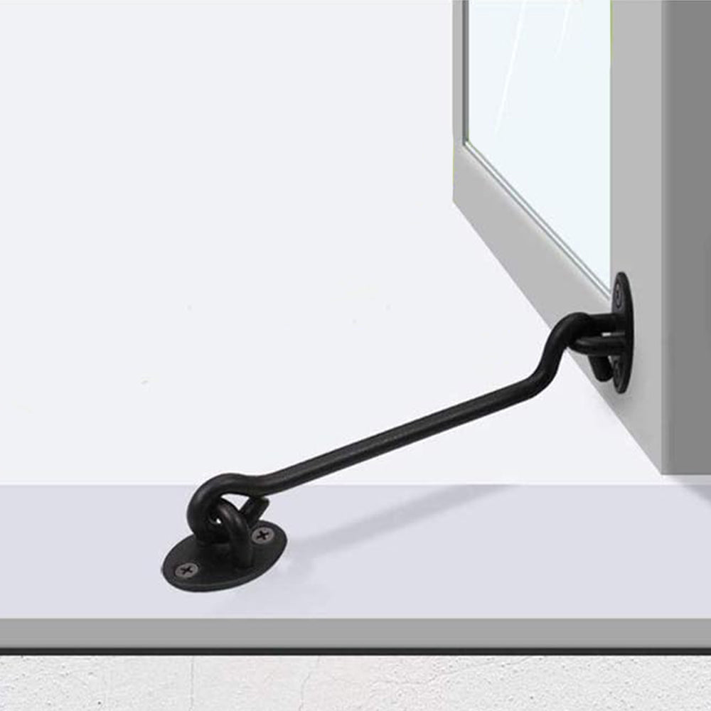 2Pcs Set Window Barn Door Latch Cabin Hook and Eye Brass Gate Shed Lock Black