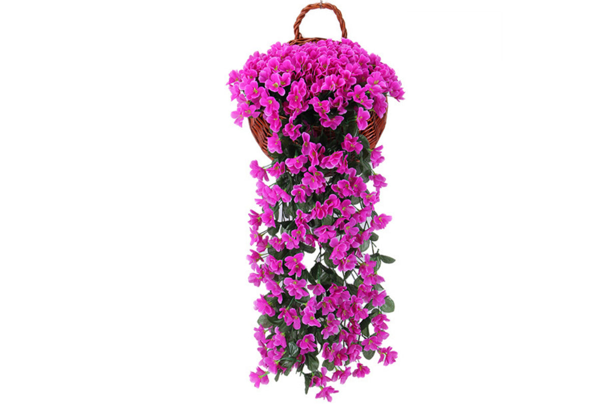 2Pcs Artificial Fake Hanging Violet Vine Plant Home Garden Indoor Outdoor Decor-Purplish Red