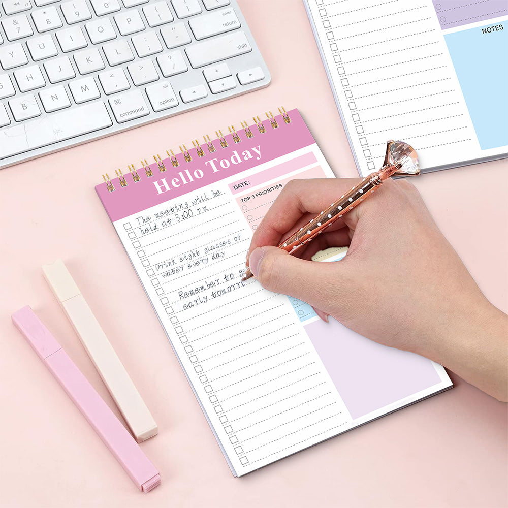 A5 To Do List Notepad 52 Sheets Tear Off Daily Planner Checklist Notebook for Tasks Goal Achievement Pink