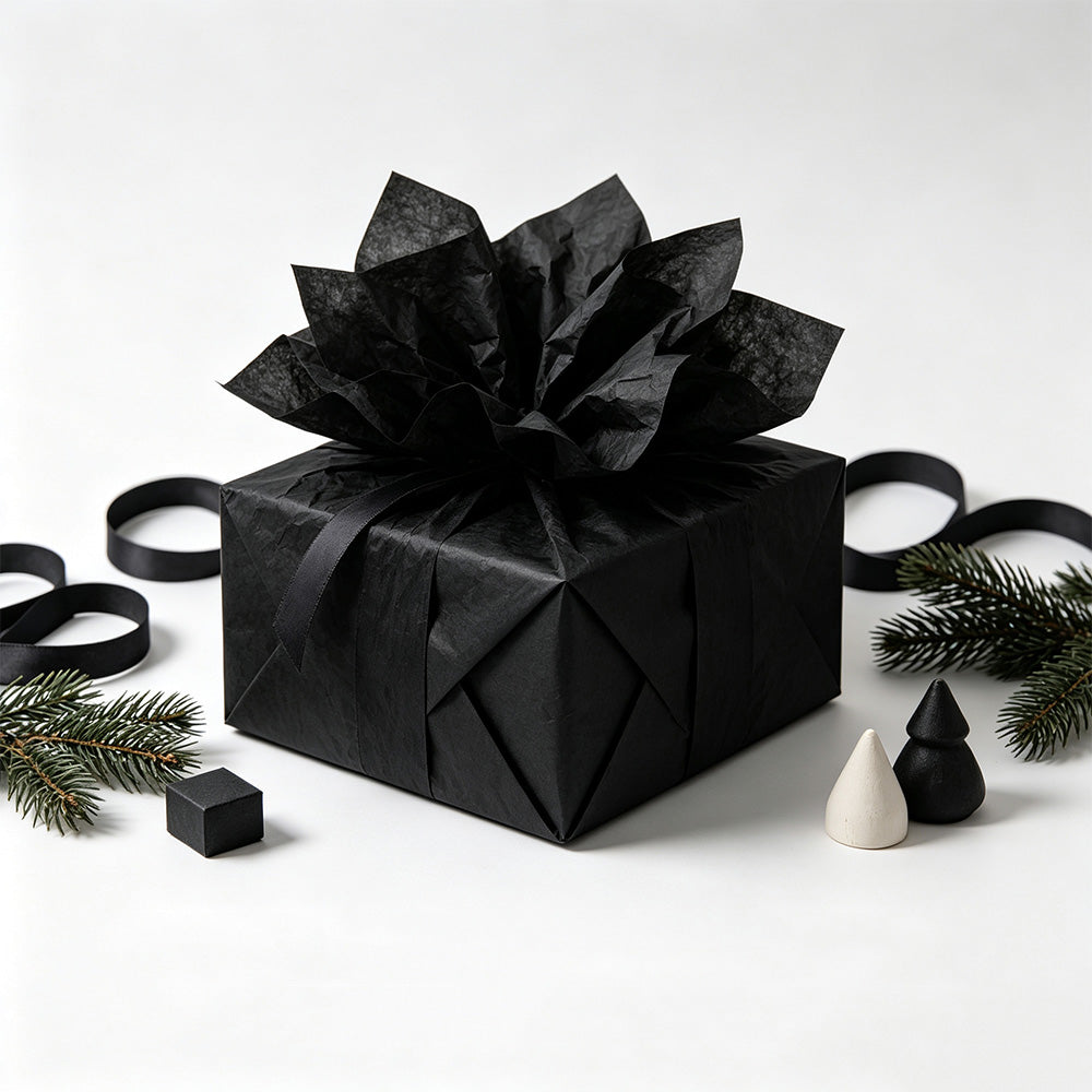10 Crepe Paper Sheets for Gift Wrapping and Flower Crafts - Black