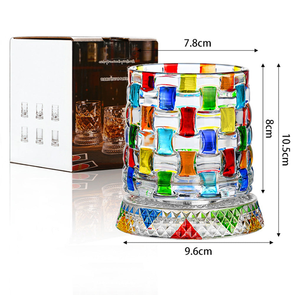 270ml Rotating Whiskey Glass Hand Painted Whiskey Tumbler - Rectangle