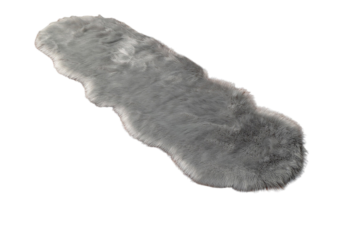 Luxury Soft Faux Sheepskin Fur Rugs for Bedside Floor Mat-Gray
