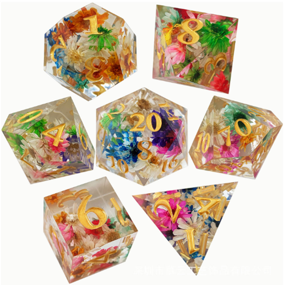 7Pcs Set DND Dice Resin Dice Table Games Accessories Style 4