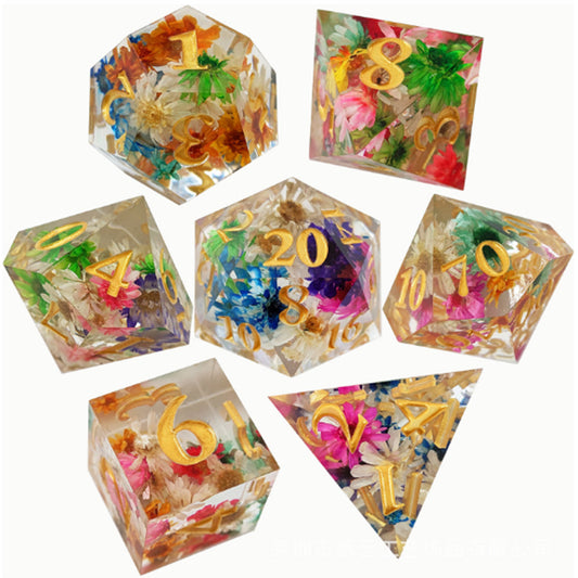 7Pcs Set DND Dice Resin Dice Table Games Accessories Style 4