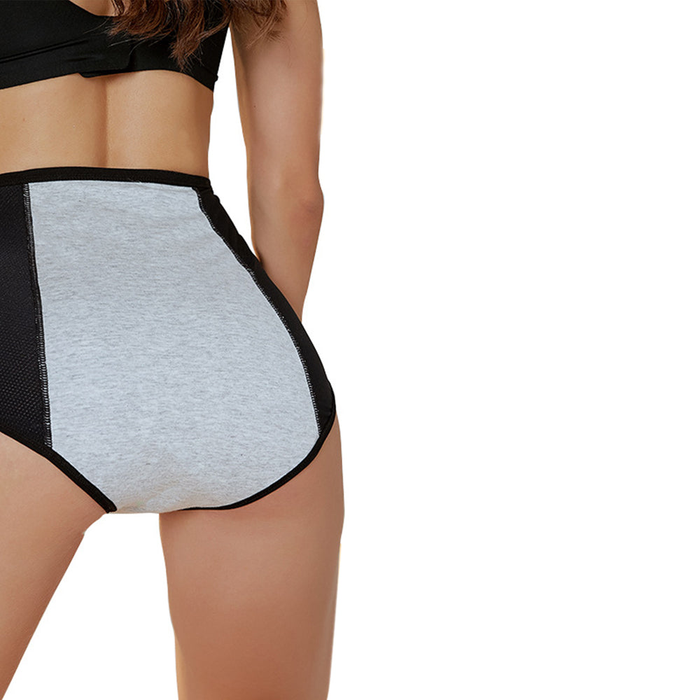 Women Menstrual Period Underpants Nylon Panties Leakproof Briefs-Black