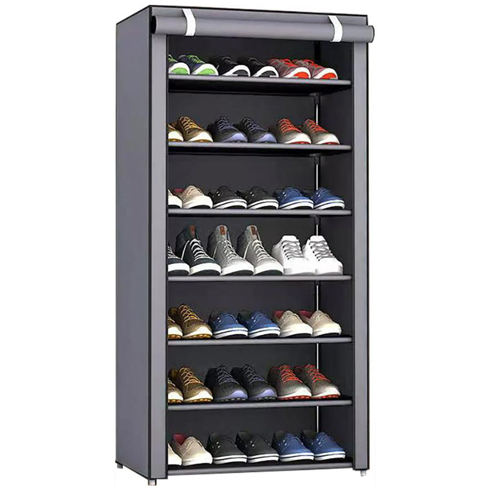 Shoes Rack with Cover Large Shoe Shelf Grey