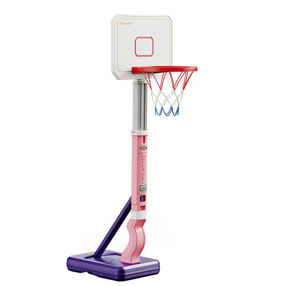 Kids Basketball Training Hoop Height Adjustable Basketball Hoop Set for Indoor Outdoor Playing Pink