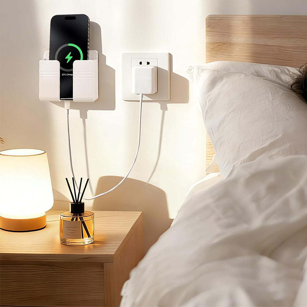 2 Pack Wall Mount Phone Holder with Peel and Stick -White