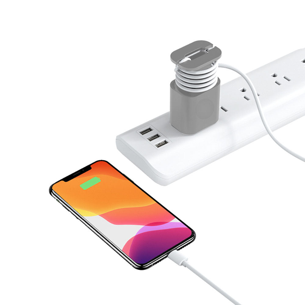 2-in-1 Silicone Charger Protector with Cord Wrap Power Adapter Case for 18W/20W Apple USB-C Charger Gray