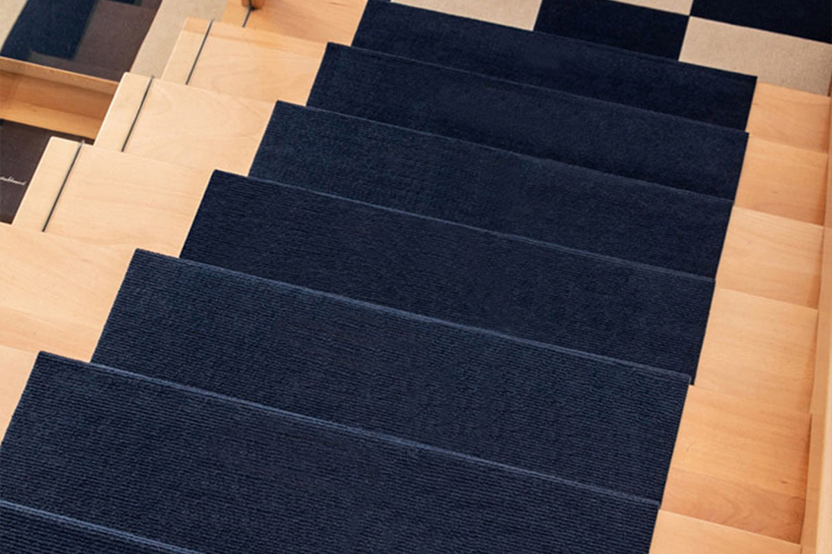 6Pcs Stairs Tread Mat Self-adhesive Cling Non Slip Wear-Resistant Carpet Mat-Navy Blue