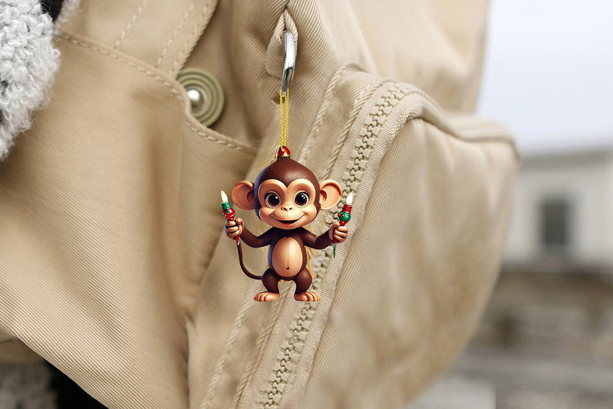 2025 Advent Countdown Calendar Monkey Christmas Hanging Ornaments -Twin Monkeys