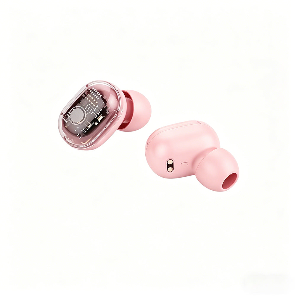 Bluetooth 5.1 Wireless Earbuds with LED Display IPX4 Waterproof Headphones-Pink