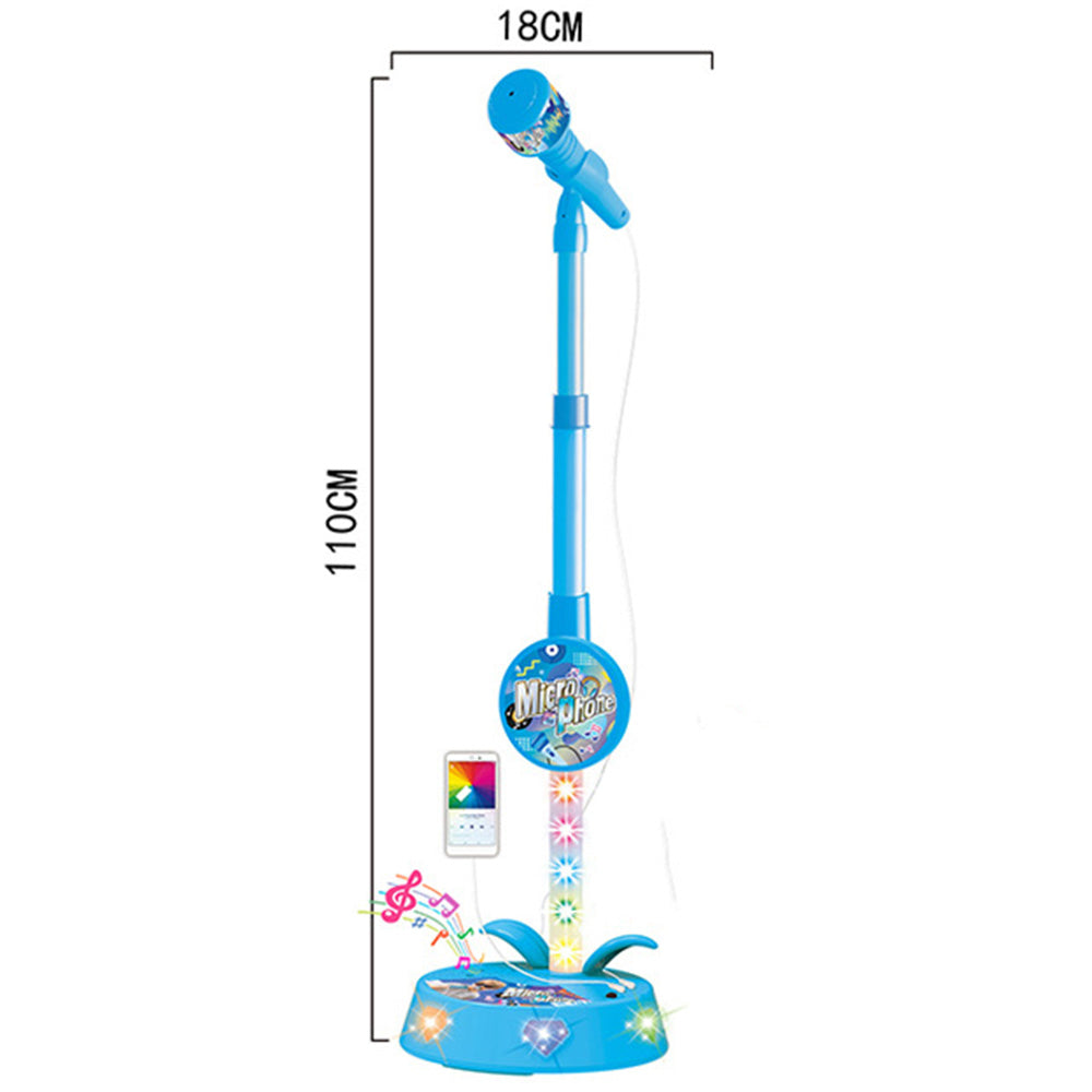 Karaoke Microphone Toy with Stand and Flashing Lights - Blue