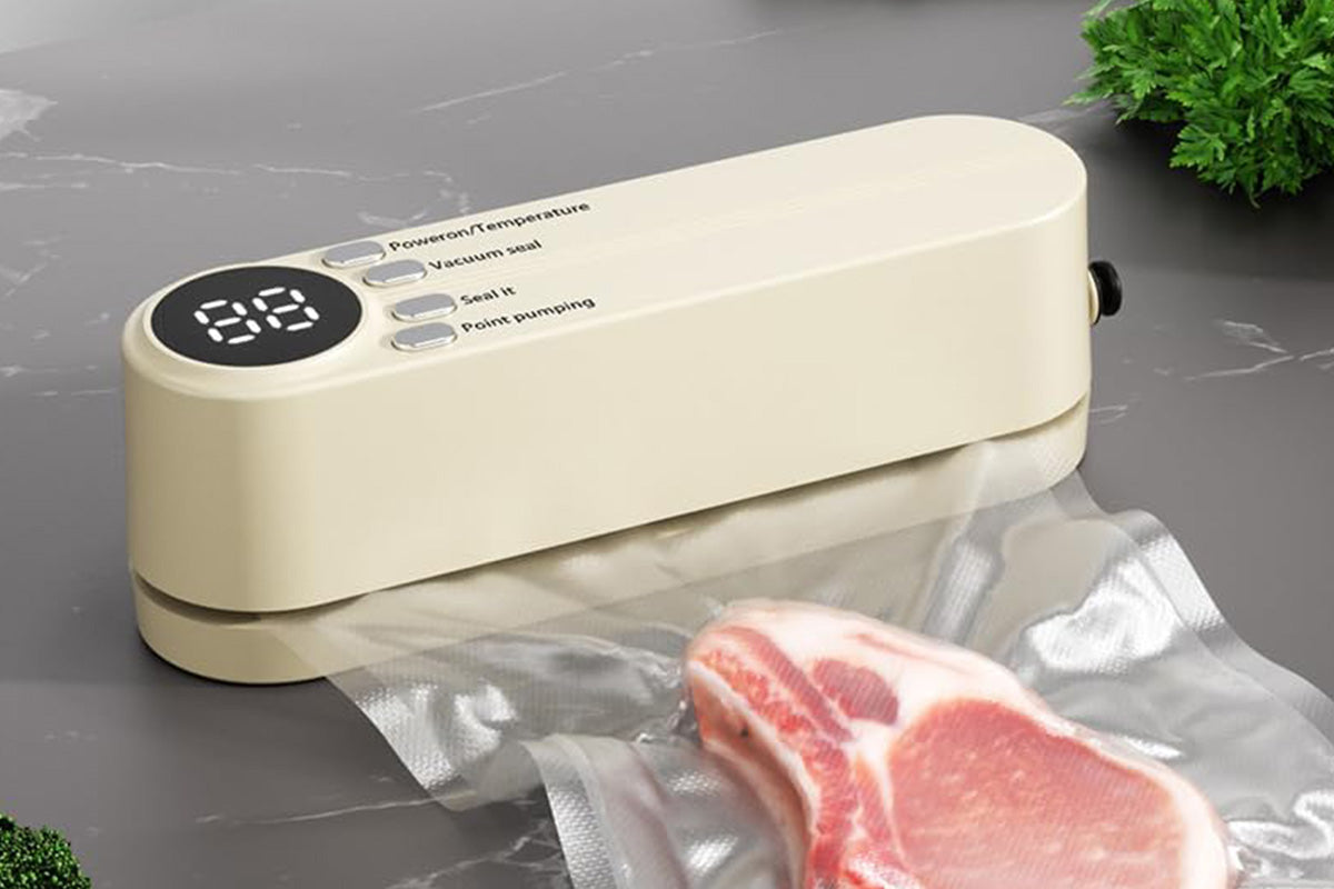 Portable Mini Vacuum Sealer for Food Storage with Rechargeable Handheld Sealing and Air Pump -White