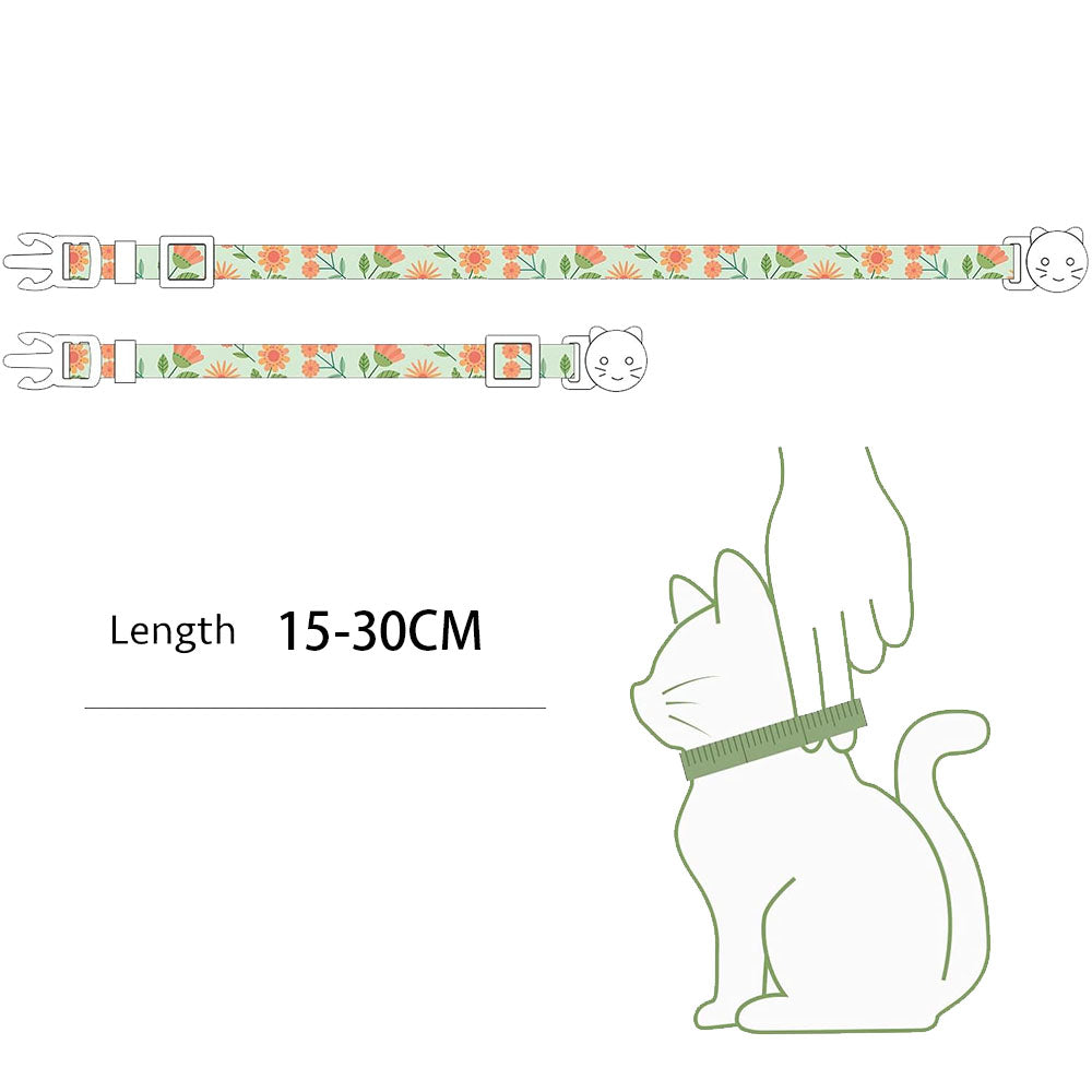 2 Piece Soft Cotton Adjustable Breakaway Cat Collars - Green and Orange