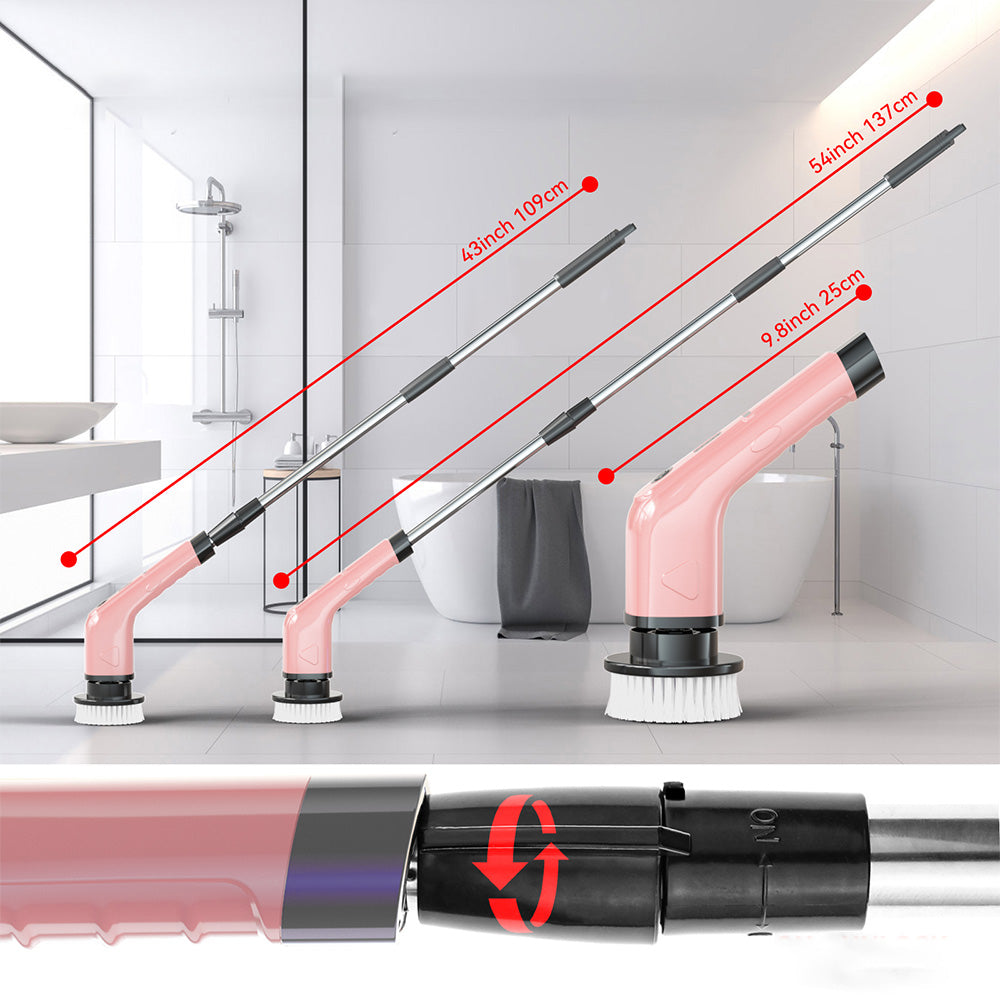 Cordless Electric Spin Scrubber Rechargeable Cleaning Brush with 7 Replaceable Brush Heads Pink