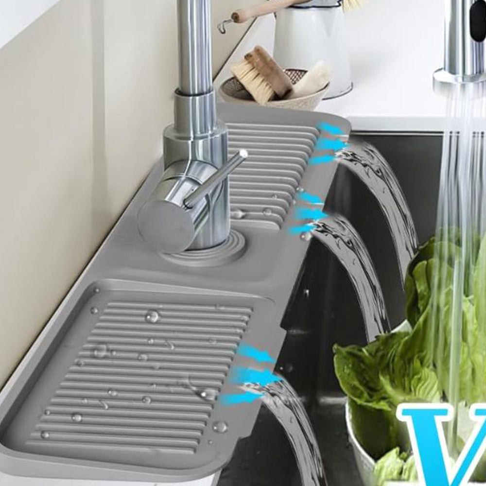 Silicone Draining Mat for Kitchen Sink Splash Guard Faucet Draining Pad Grey