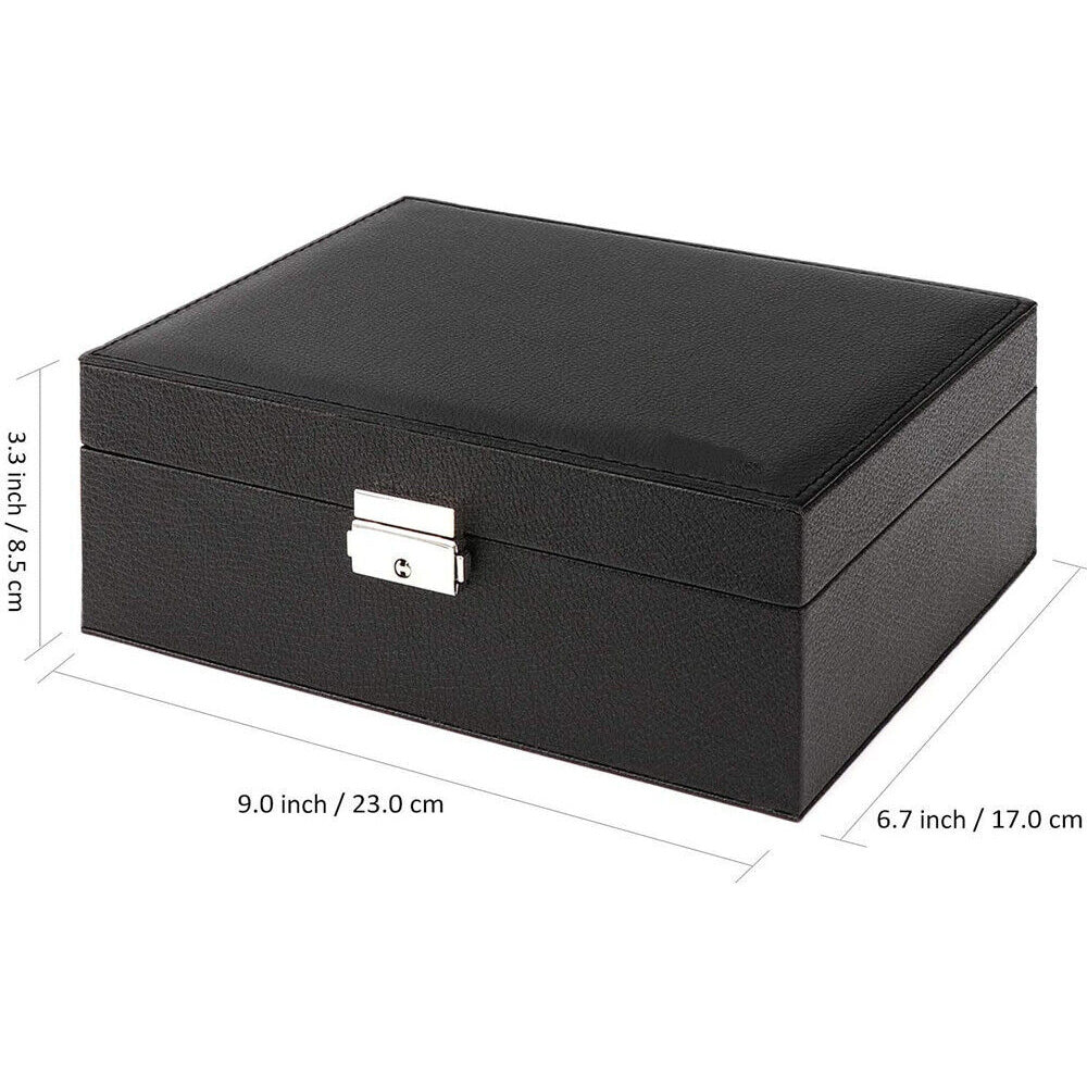 Jewellery Organiser Case Box Holder Storage Earring Ring Display with Lock and Key-Black
