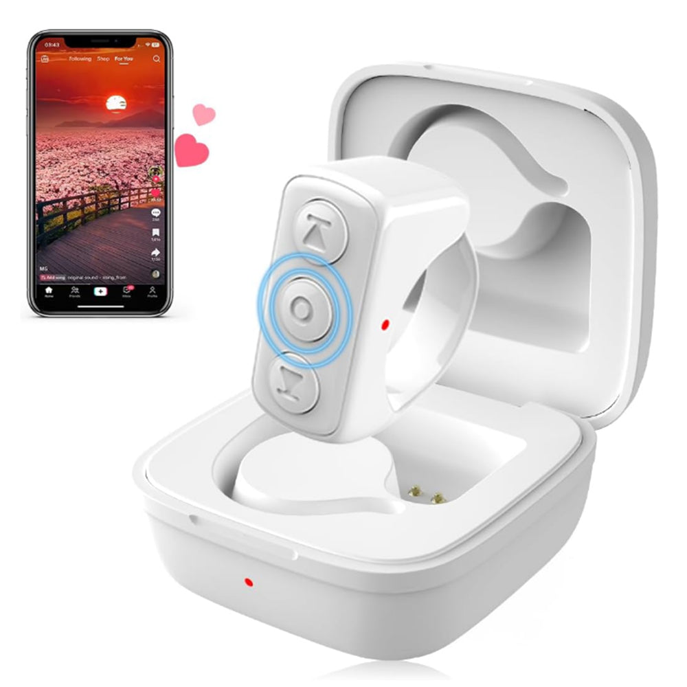 Bluetooth Remote Control TikTok Kindle Page Turner Bluetooth Ring Button for iPhone Android White