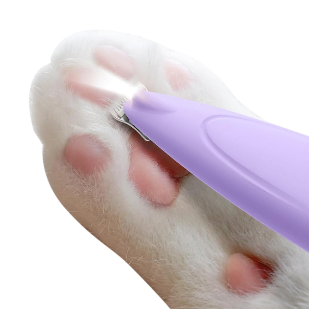 Cordless Pet Paw Trimmer with LED Light Rechargeable Grooming Tool for Dog Cat Purple